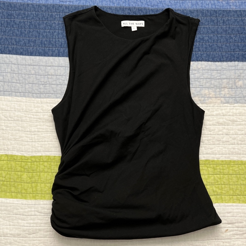 All the Ways Revolve - Harleigh Ruched Black Tank